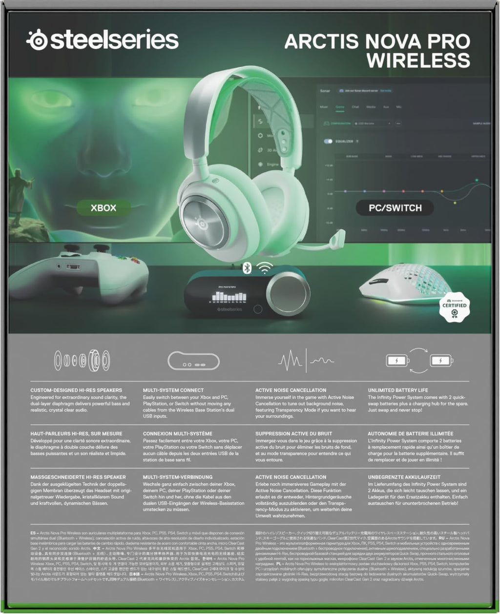 SteelSeries Arctis Nova Pro Wireless Xbox Series X/S Gaming Headset - Neodymium Magnetic Drivers - Active Noise Cancellation - Infinity Power System - Also works with PC, PS5, Switch, Mobile - White — product image 15