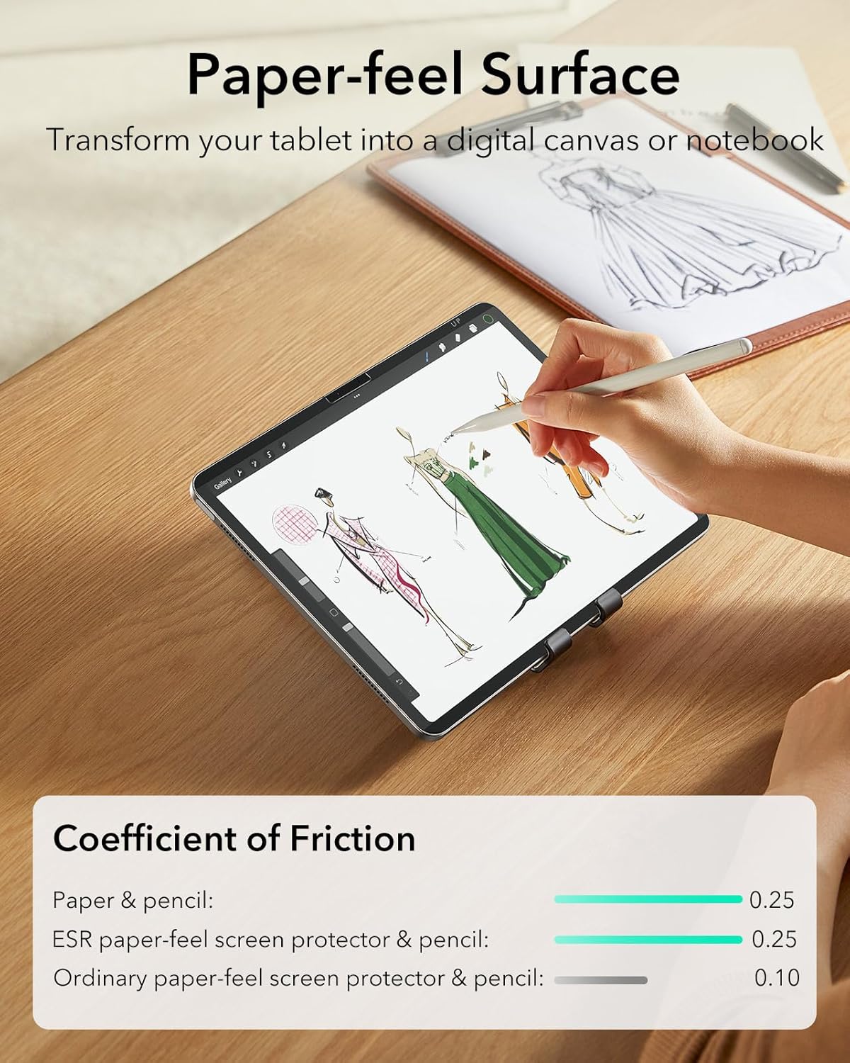 B0CZ966FM5 | ESR Paper-Feel Magnetic Screen Protector for iPad Air 13 Inch M3/M2 (7th/6th Gen, 2025/2024), Write and Draw Like on Paper, Detachable and Reusable, Compatible with Tempered Film, Matte, Anti-Glare | Paper-Feel Magnet | Image 5