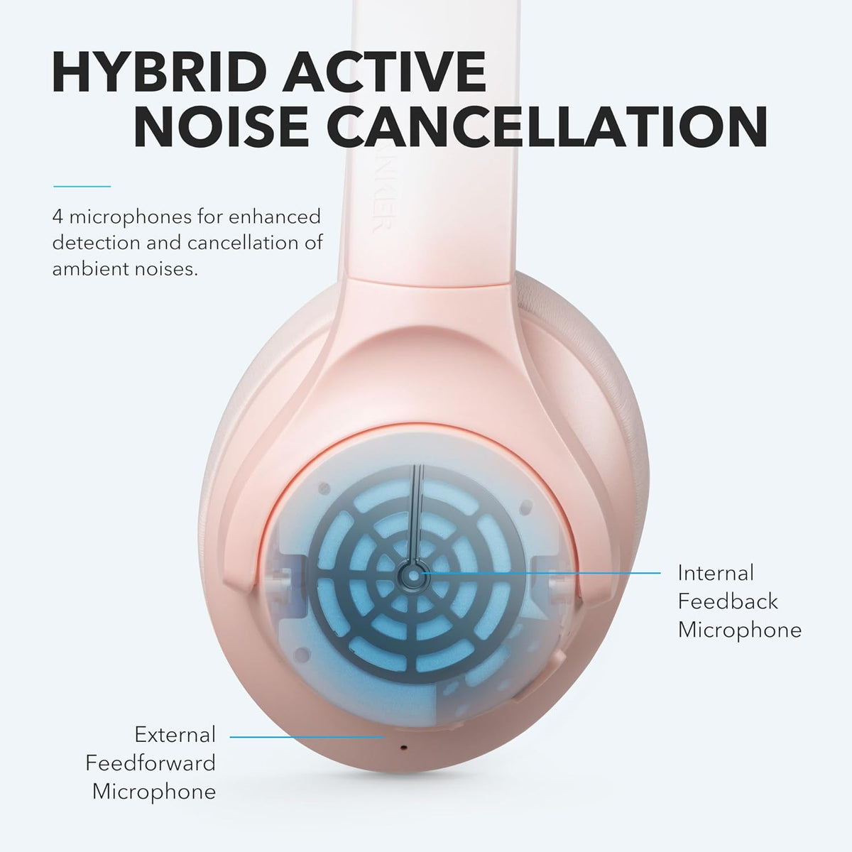 B0D1QR8NL8 | Anker soundcore Life Q20 Hybrid ANC Headphones, 60H Playtime, Bluetooth 5.0 | Pink | Image 3