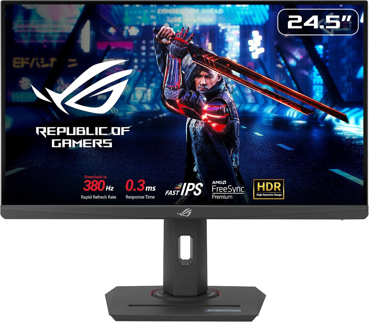 ASUS ROG Strix XG259QNS eSports Gaming Monitor: 25 inch (24.5 inch viewable) FHD (1920 x 1080), 380 Hz (OC), Fast IPS, 1 ms GTG (0.3 ms minimum), HDR, DisplayWidget Center - Black — product image 1