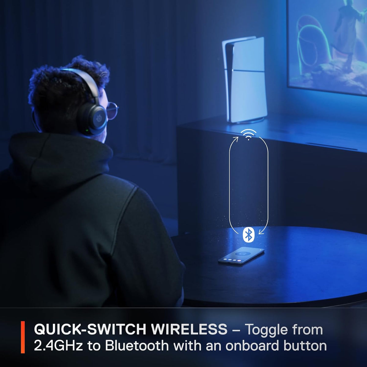 SteelSeries Arctis Nova 5 Wireless Multi-System Gaming Headset — Neodymium Magnetic Drivers — 100+ Audio Presets — 60 HR Battery — 2.4GHz or BT — ClearCast Gen2.X Mic — PC, PS5, PS4, Switch, Mobile — product image 4