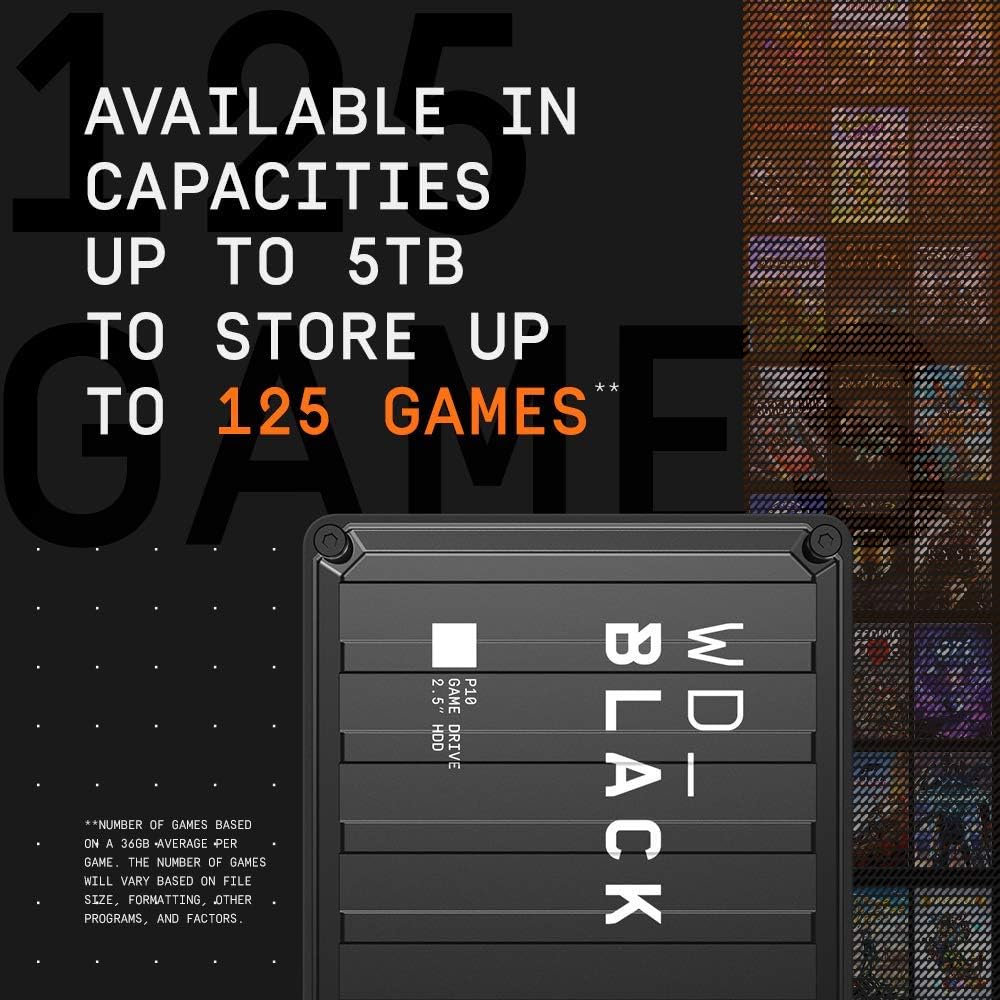 WD_Black P10, 6TB, Game Drive, Portable HDD, works with Playstation, Xbox, PC, & Console, save up to 150 games-WDBZ7D0060BBK-WESN — product image 4