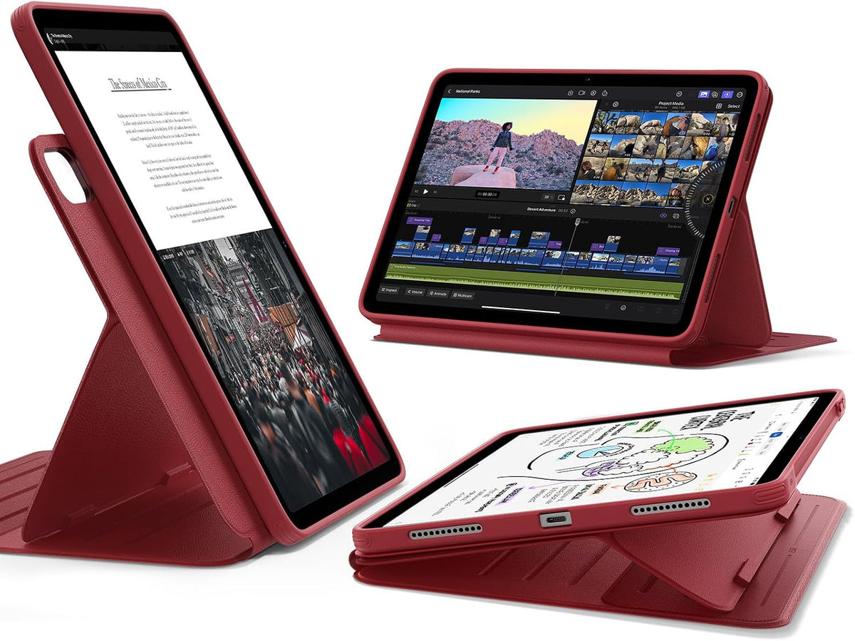 B0CQCF87XV | ESR iPad Air 11 Inch M3/M2 Case, iPad Air 7/6/5/4 (2025/2024/2022/2020), Detachable Magnetic Cover, Stand in Portrait/Landscape with Raised Screen View, 9 Stand Angles | Red | Image 9