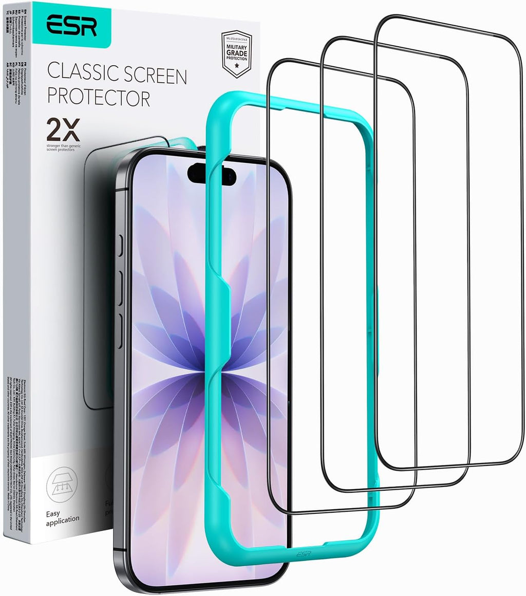 B0D5LZ2JFL | ESR 3 Pack for iPhone 17/iPhone 16 Pro Screen Protector, Align Frame | 3 Pack | Image 1