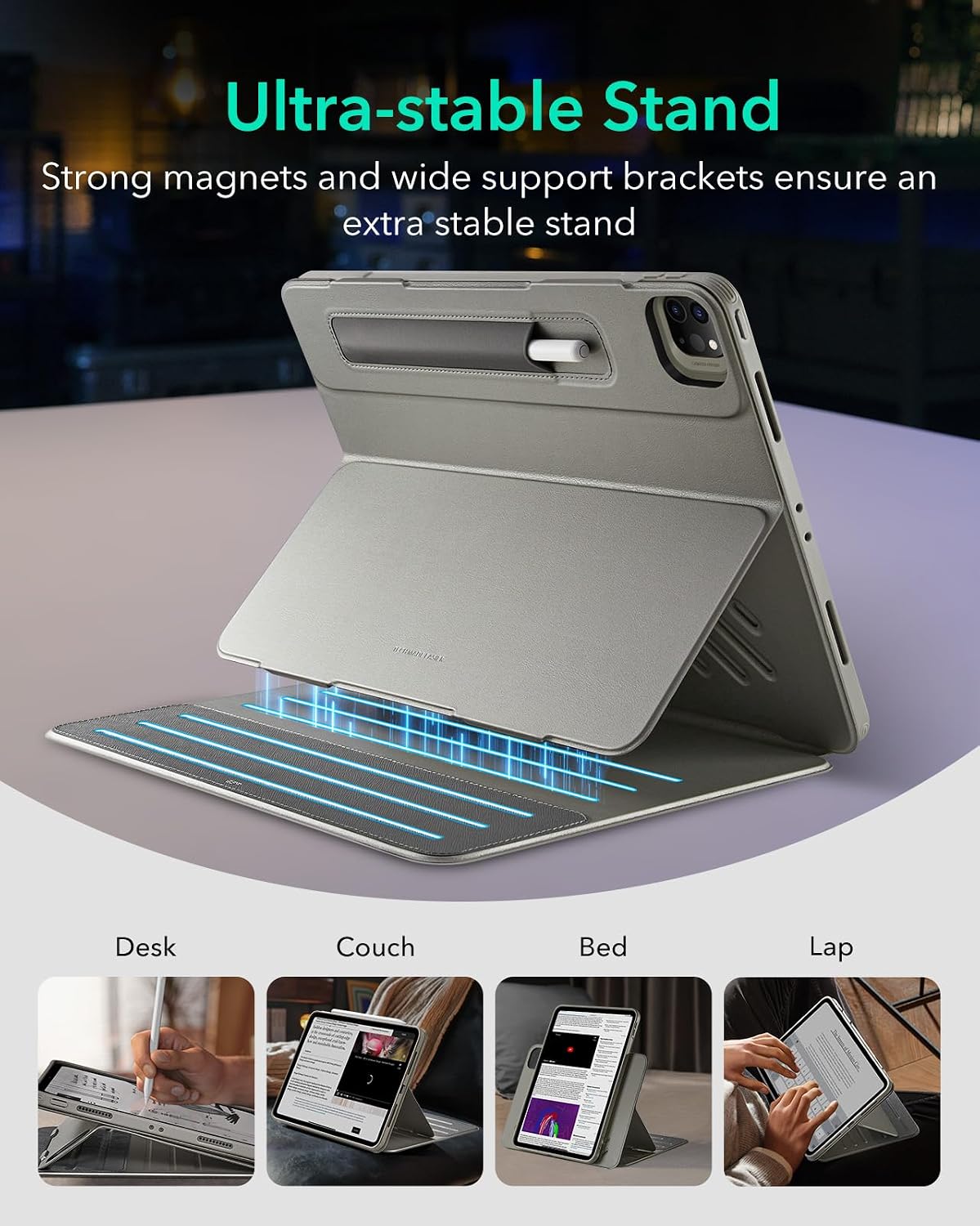 B0D62XWHMH | ESR for iPad Pro 11 Inch Case (4th/3rd/2nd/1st Gen), Titanium | Titanium Metallic | Image 4