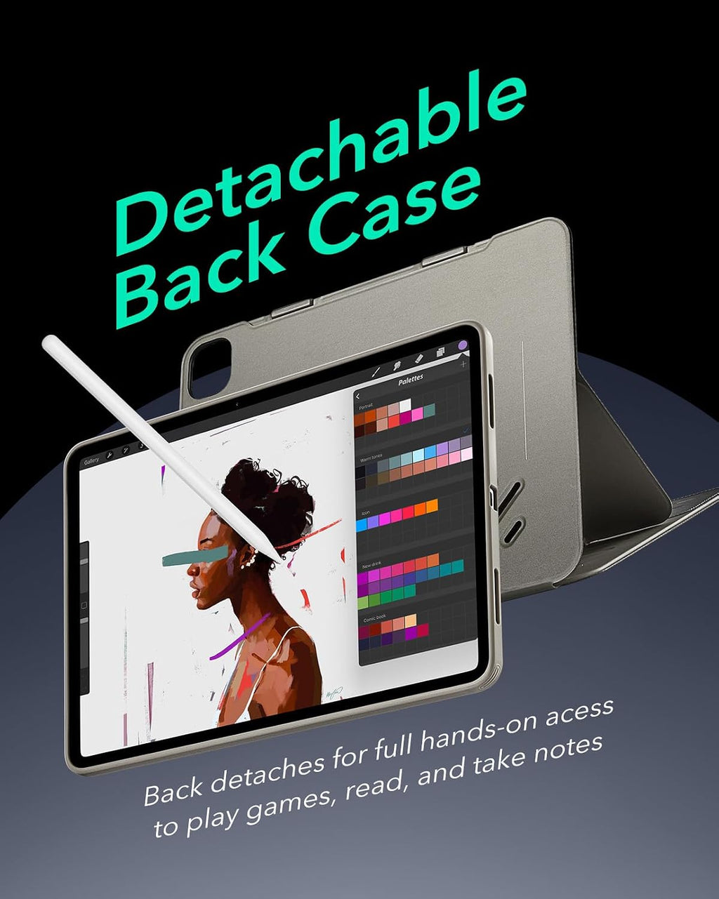 B0D62XWHMH | ESR for iPad Pro 11 Inch Case (4th/3rd/2nd/1st Gen), Titanium | Titanium Metallic | Image 7