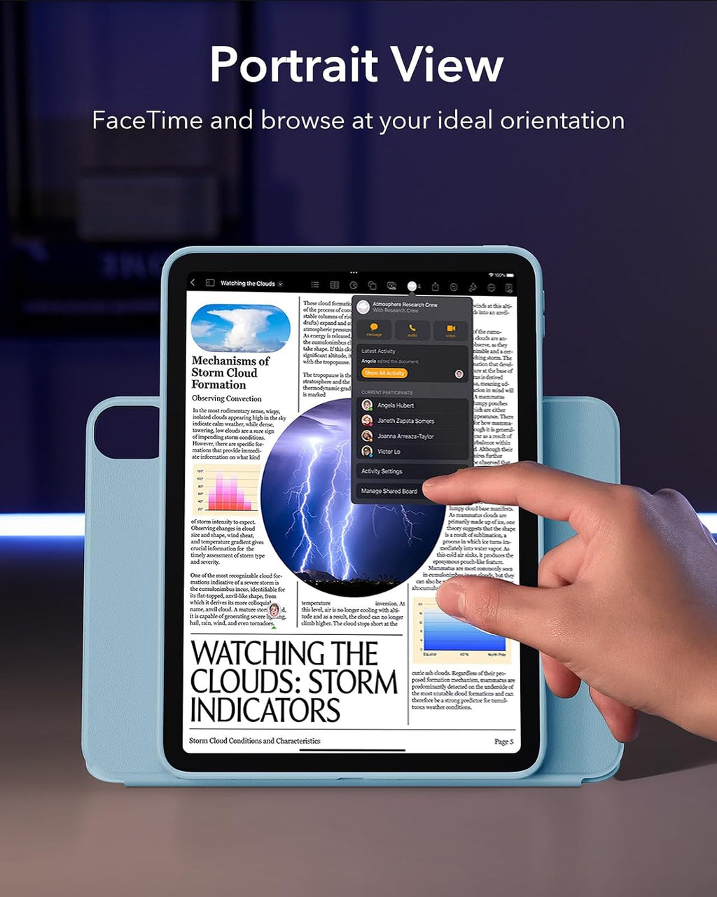 B0D6RFS2SQ | ESR for iPad Air 11 Inch Case (2025) M3/M2, iPad Air 7th/6th/5th/4th Gen Case (2024/2022/2020) 10.9 Inch, Removable Magnetic Cover, Adjustable Portrait/Landscape Stand, 9 Standing Angles, Light Blue | Light Blue | Image 5