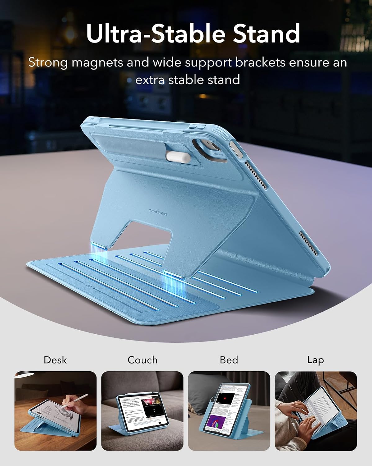 B0D6RHYN44 | ESR iPad Air 13" M3/M2 (2025/2024) Case, Magnetic Removable Cover | Light Blue | Image 4