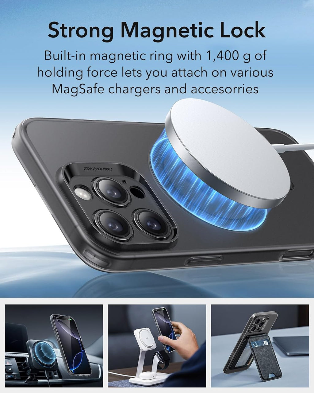 B0D7BJMPD3 | ESR for iPhone 16 Pro Max Case for MagSafe, Transparent, Frosted Black | Default Title | Image 5