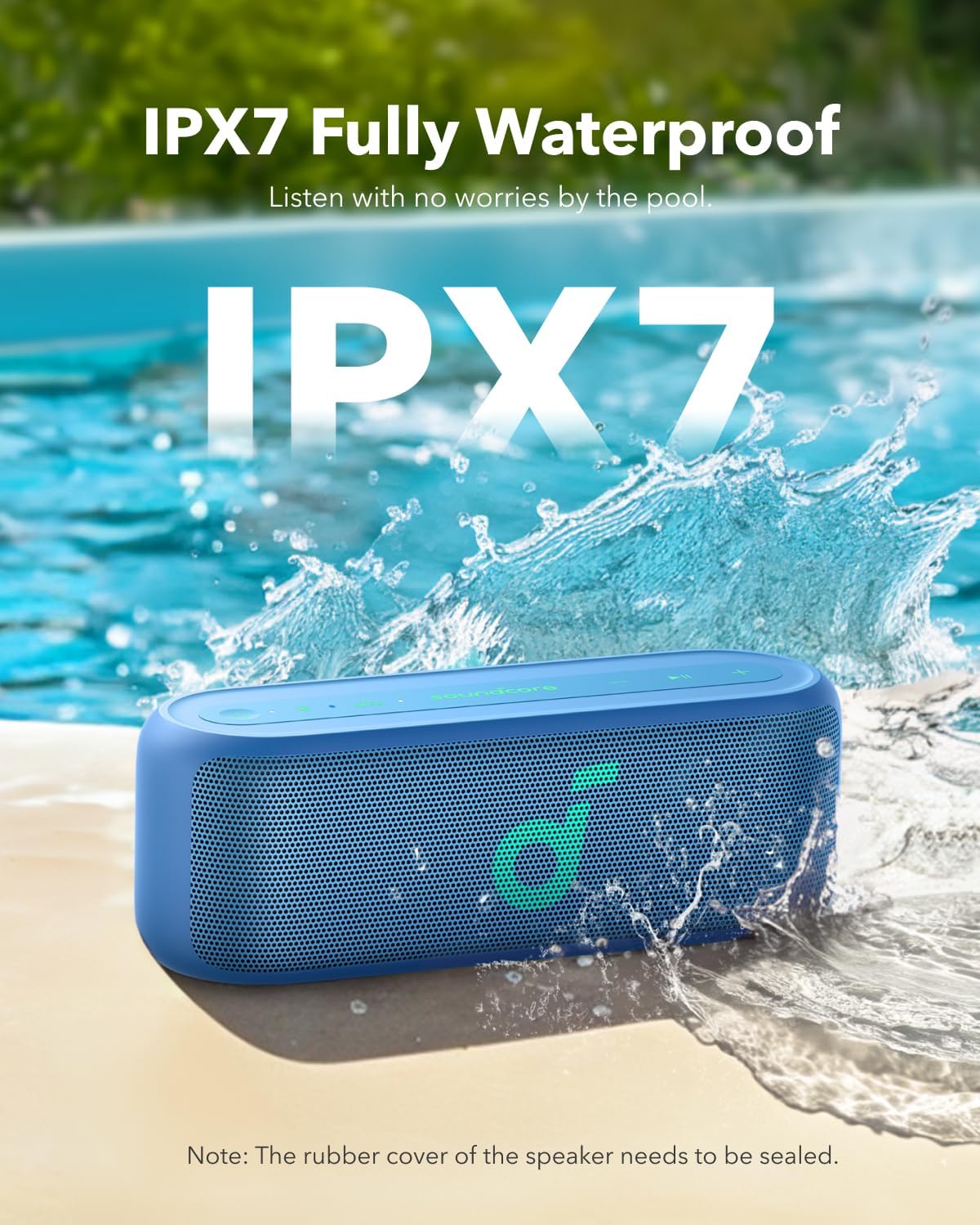 B0D87DRBCY | soundcore Select 2S Portable Bluetooth Speaker with 20W Stereo Sound, BassUp™ Technology, 16h Playback, Wireless Stereo Pairing and IPX7 Water Protection for Hiking and Outdoor Adventures (Blue) | Blue | Image 5