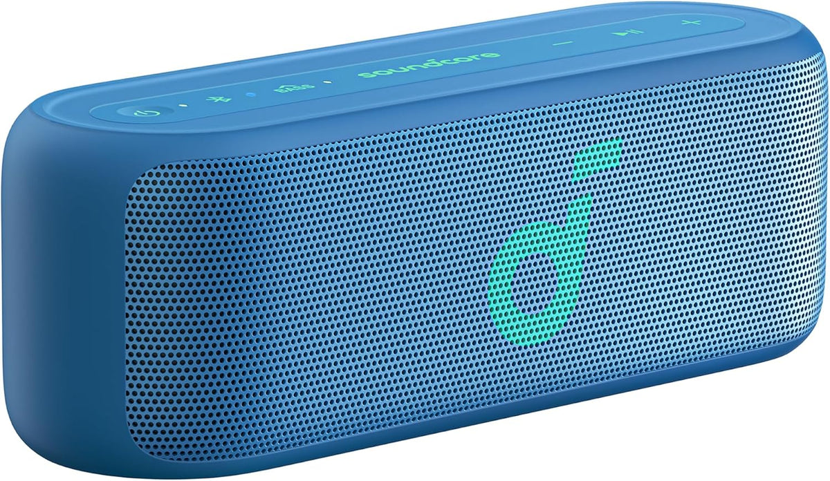 B0D87DRBCY | soundcore Select 2S Portable Bluetooth Speaker with 20W Stereo Sound, BassUp™ Technology, 16h Playback, Wireless Stereo Pairing and IPX7 Water Protection for Hiking and Outdoor Adventures (Blue) | Blue | Image 1