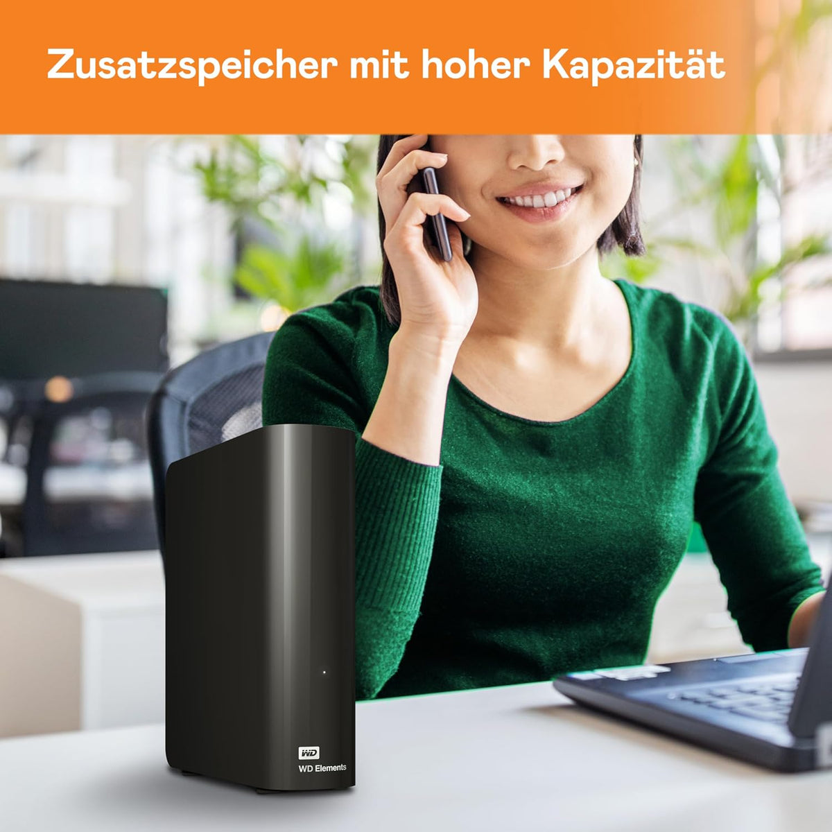 WD 24TB Elements External Hard Drive, Desktop HDD storage, USB 3.0 compatible, Fast Transfer rates, Plug-and-play storage for all your pictures, videos, music and documents, Black — product image 3