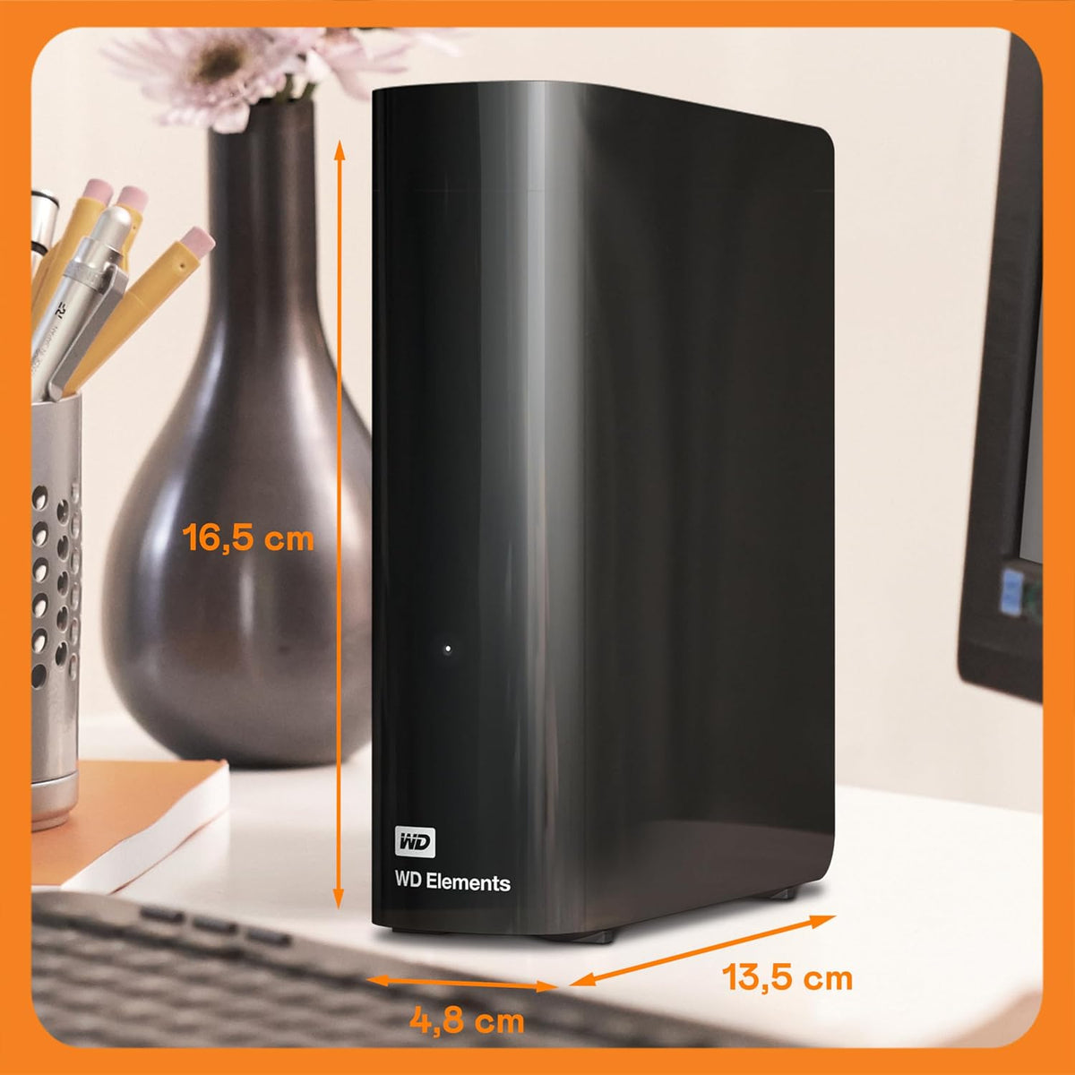 WD 24TB Elements External Hard Drive, Desktop HDD storage, USB 3.0 compatible, Fast Transfer rates, Plug-and-play storage for all your pictures, videos, music and documents, Black — product image 2