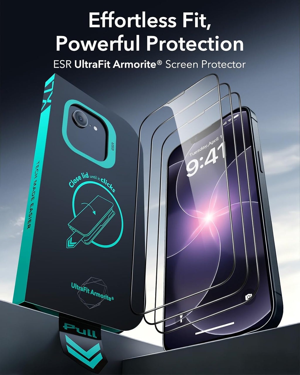 B0DD7MBLXP | ESR 3 pieces for iPhone 17e/16e/14/13/13 Pro for tempered glass, armorite | 3 Items | Image 2