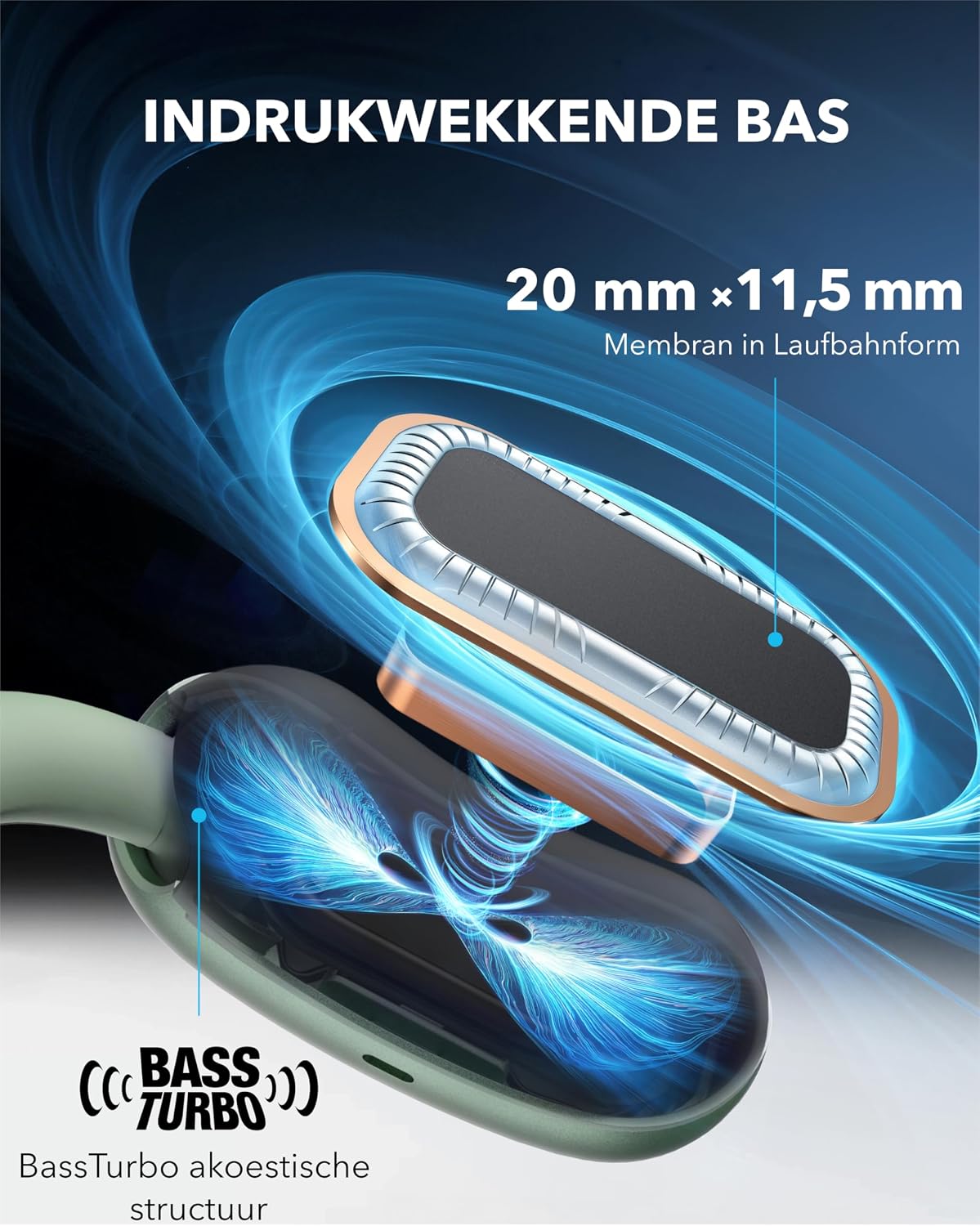 B0DFGH49TC | soundcore AeroFit 2 by Anker Open Ear Headphones, AI Translation, Adjustable Ear Hooks, Firm Hold, Deep Bass, Hi-Res Audio, 42h Playtime, Bluetooth 5.4, Wireless Charging, IP55, Clear Calls Through AI | Green | Image 4
