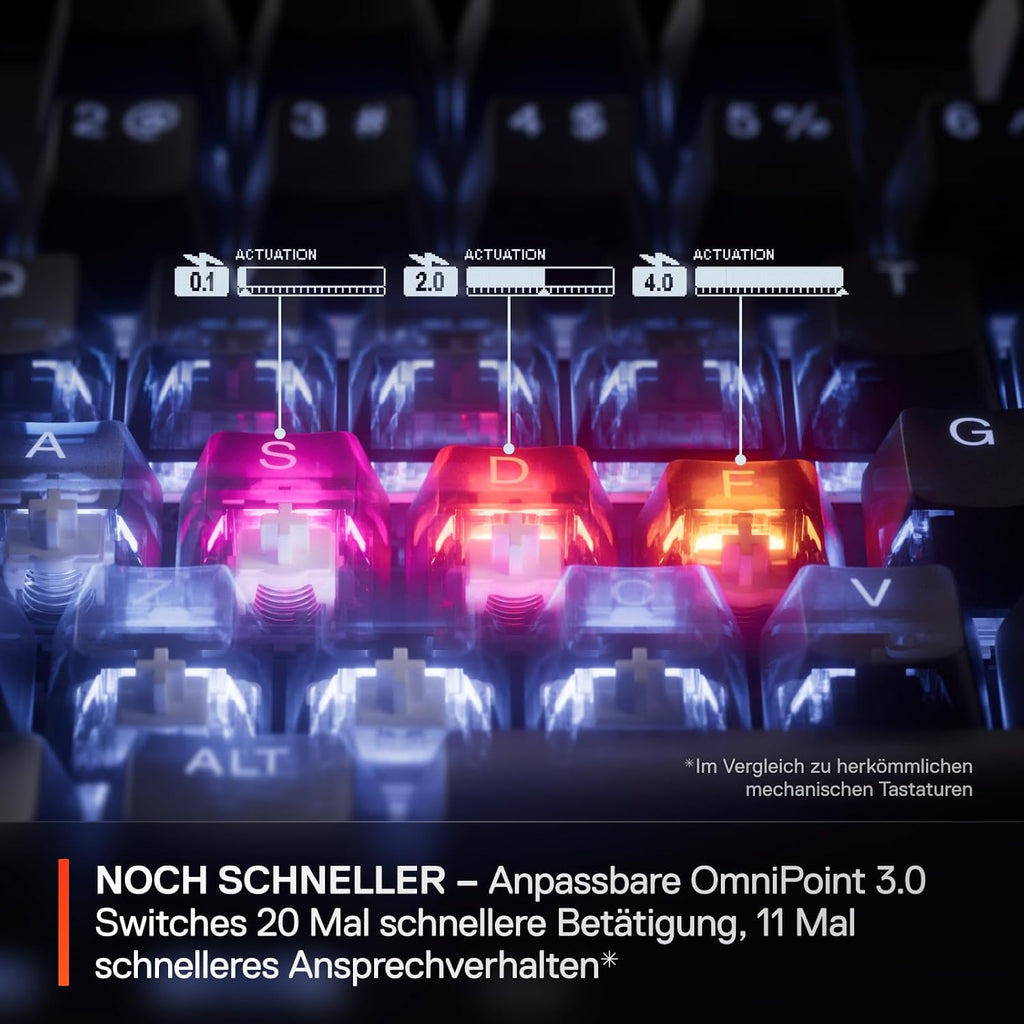 SteelSeries Apex Pro Gen 3 - HyperMagnetic Gaming Keyboard - OmniPoint 3.0 Switches - Adjustable Response - Rapid Trigger - Rapid Tap/SOCD - OLED - RGB - PBT Keycaps - German Layout QWERTZ — product image 4