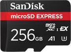 SanDisk 256GB Express microSD Card, Up to 880MB/s Read, Up to 650MB/s Write, 210MB/s Sustained Write, U3, C10 - SDSQXFN-256G-GN4NN — product image 1