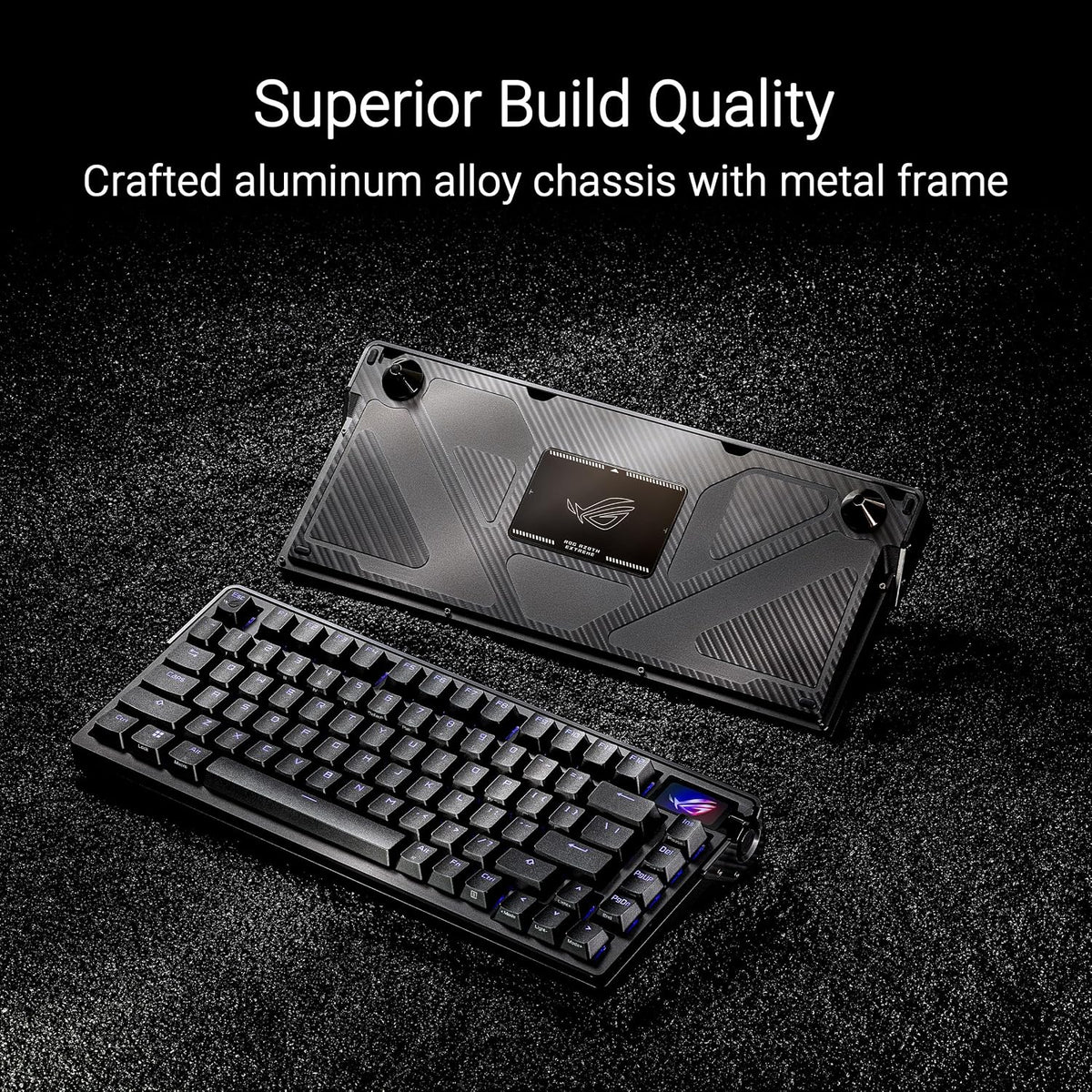ASUS ROG Azoth Extreme 75% Custom Gaming Keyboard, ROG NX Snow Mechanical Switches, Carbon Fiber Plate, Color OLED Touchscreen, Bluetooth/2.4GHz/Wired, Arabic Layout, Black — product image 2