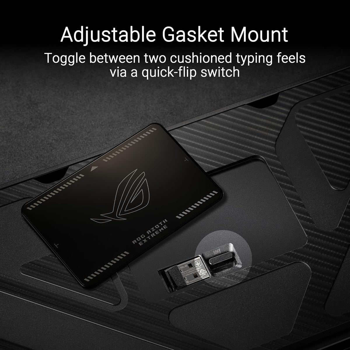 ASUS ROG Azoth Extreme 75% Custom Gaming Keyboard, ROG NX Snow Mechanical Switches, Carbon Fiber Plate, Color OLED Touchscreen, Bluetooth/2.4GHz/Wired, Arabic Layout, Black — product image 5