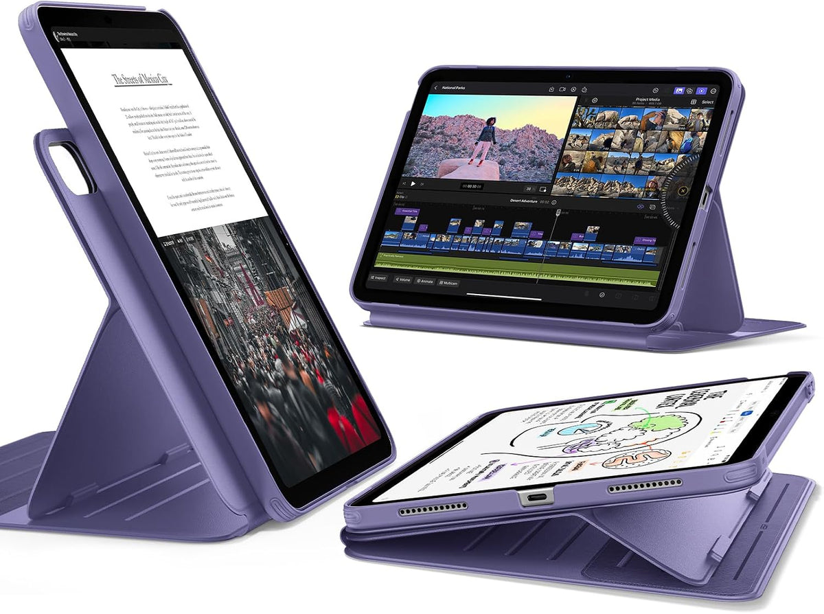 B0DHCJ2BR4 | ESR for iPad A16 Case, iPad 11th/10th Generation Case (2025/2022), Removable Magnetic Cover, Adjustable Portrait/Landscape Stand with Raised Screen View, 9 Standing Angles, Purple | Purple | Image 1