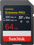 SanDisk Extreme PRO 64GB SDXC Memory Card, 300MB/s Read & Write speeds, 8K, V90, UHS-II — product image 1