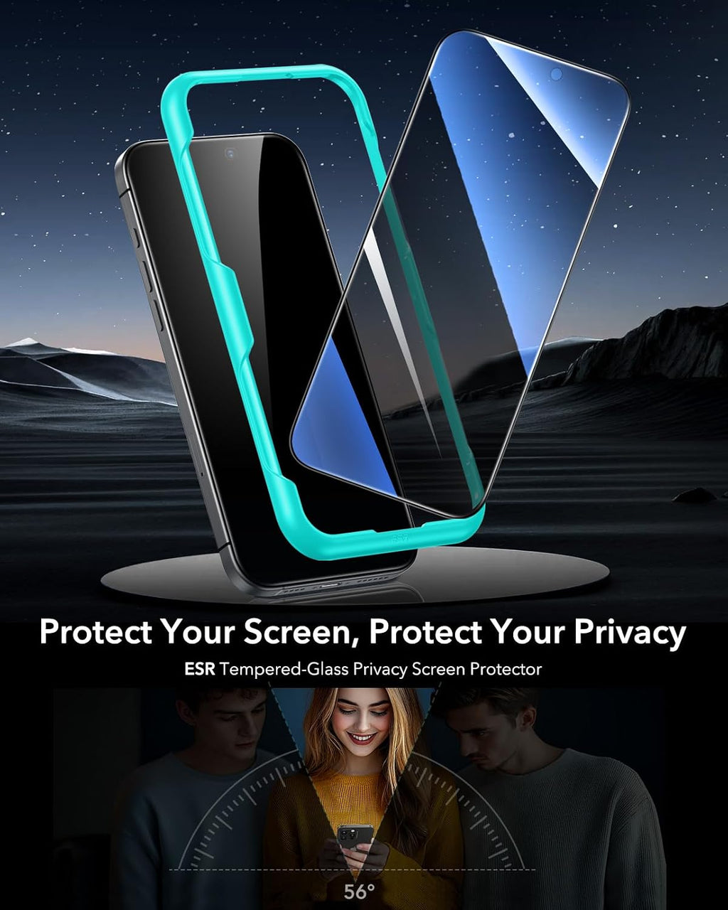 B0DM4PHP7X | ESR 3 Pack for iPhone 16 Pro Max Privacy Screen Protector, Align Frame | Anti-spy 3 PCS | Image 2