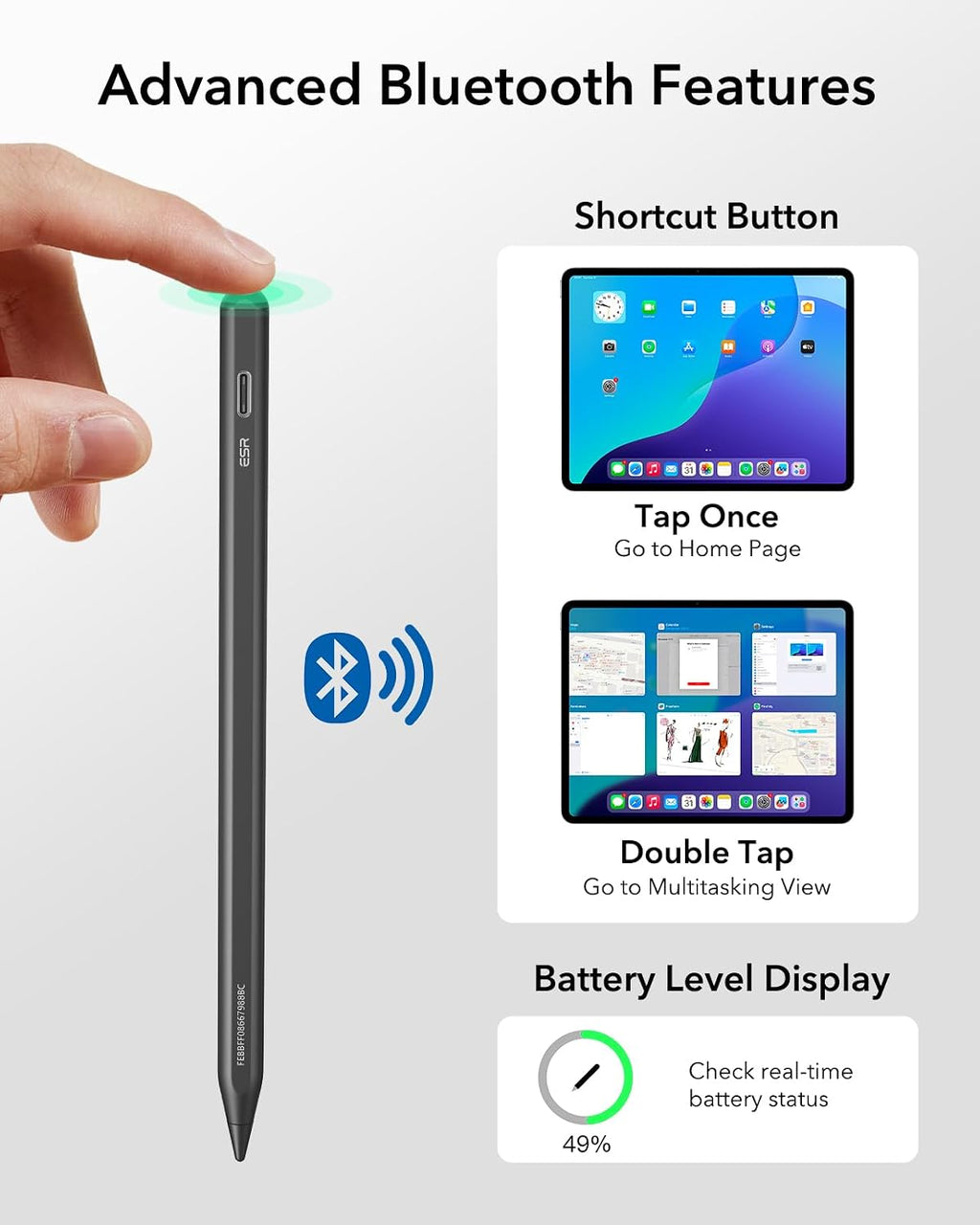 B0DM5Z2WXD | ESR Geo Digital iPad Pencil for iPad 2018-2026, Find My, Easy Shortcuts | Black | Image 21
