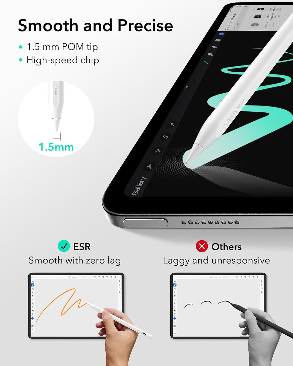 B0DM5ZLR2S | ESR Geo Digital iPad Pencil for iPad 2018-2026, Find My, Easy Shortcuts | White | Image 8