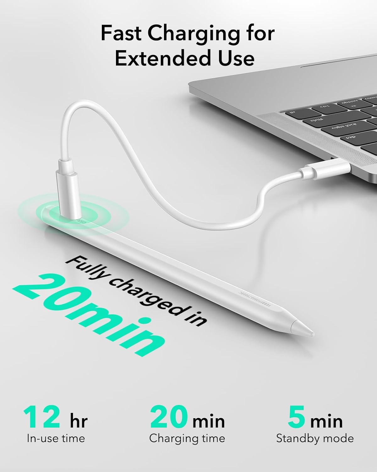 B0DM5ZLR2S | ESR Geo Digital iPad Pencil for iPad 2018-2026, Find My, Easy Shortcuts | White | Image 5
