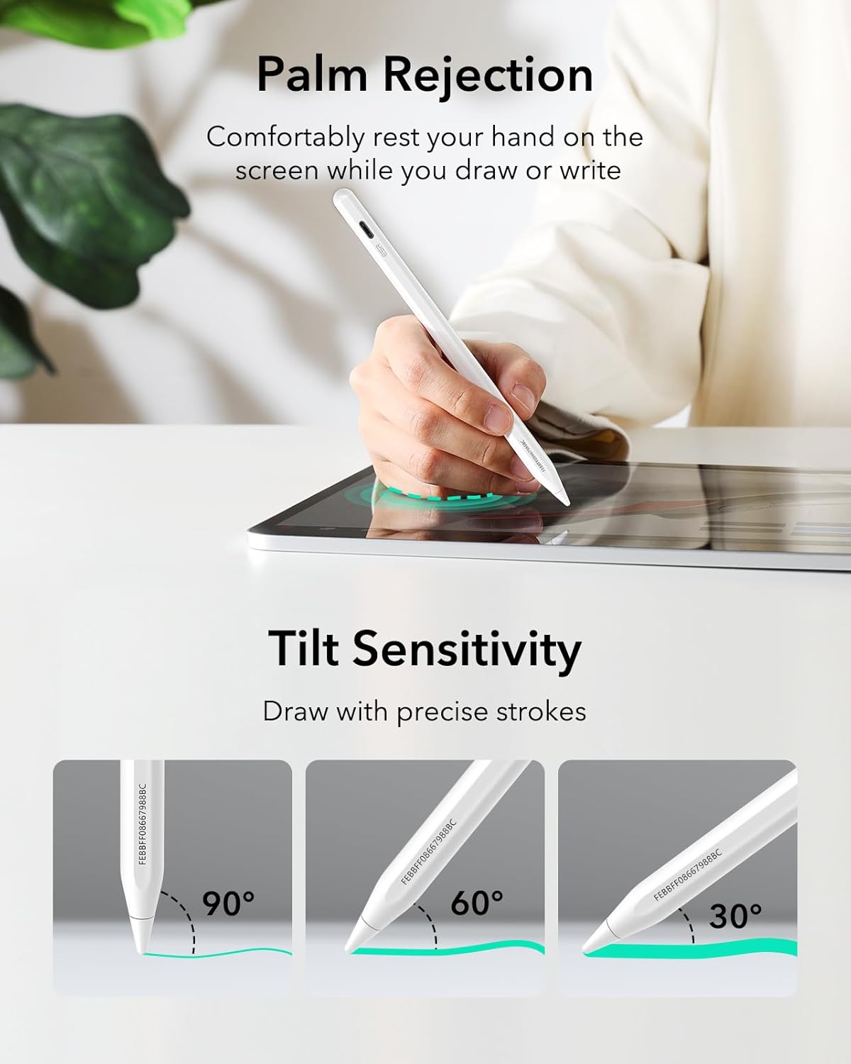 B0DM5ZLR2S | ESR Geo Digital iPad Pencil for iPad 2018-2026, Find My, Easy Shortcuts | White | Image 7