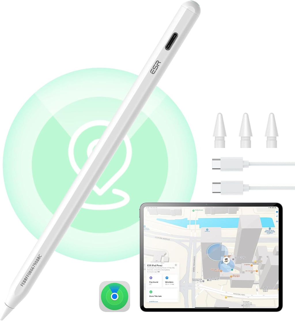 B0DM5ZLR2S | ESR Geo Digital iPad Pencil for iPad 2018-2026, Find My, Easy Shortcuts | White | Image 1