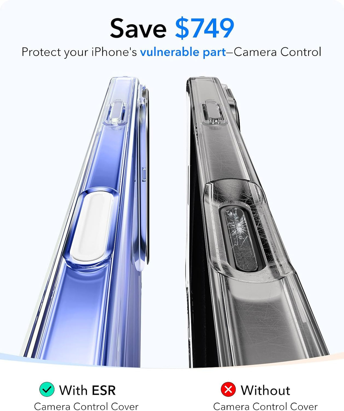 B0DMNSCLRR | ESR for iPhone 16 Case Cover, Camera Control Capture Button, Built-in Stash Stand Phone Case, Compatible with MagSafe, Military-Grade Protective Case, Classic Series, Clear | Default Title | Image 3