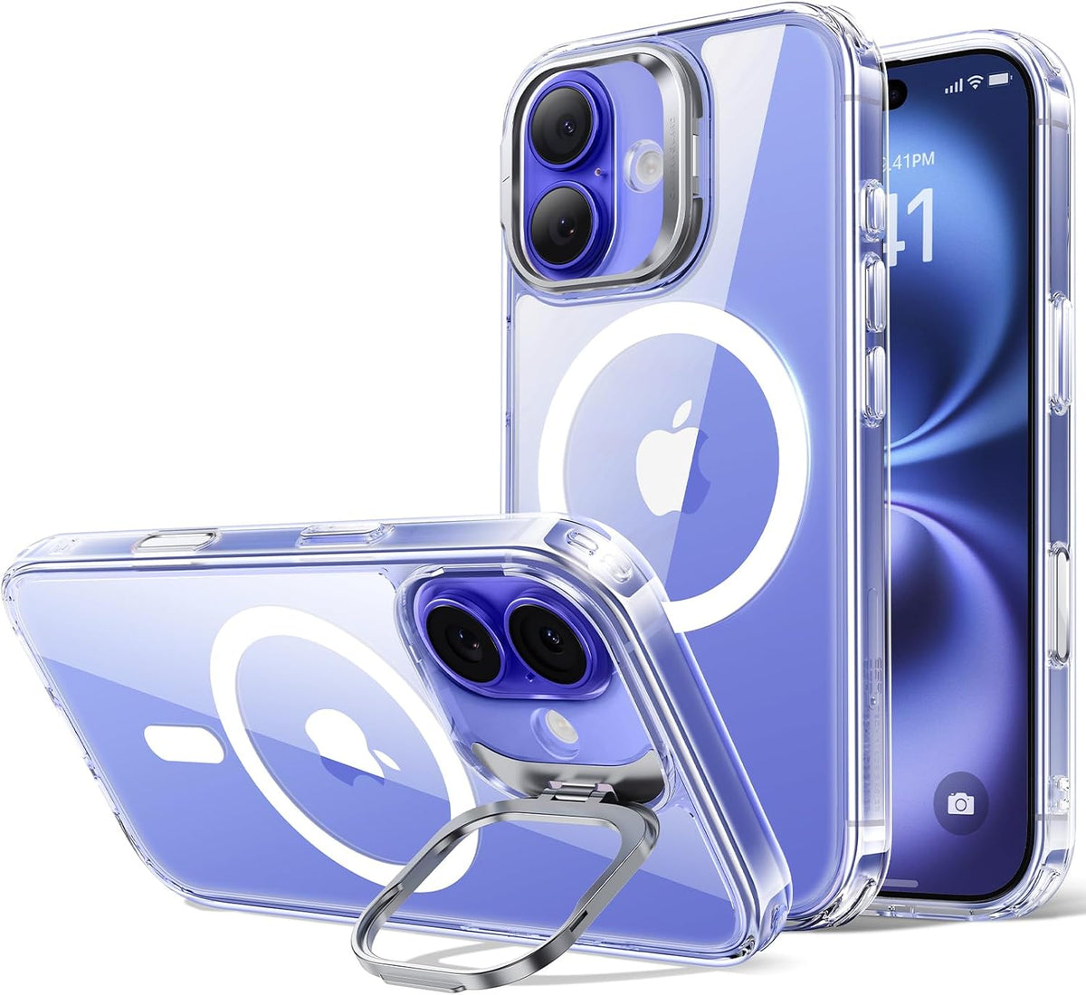 B0DMNSCLRR | ESR for iPhone 16 Case Cover, Camera Control Capture Button, Built-in Stash Stand Phone Case, Compatible with MagSafe, Military-Grade Protective Case, Classic Series, Clear | Default Title | Image 1