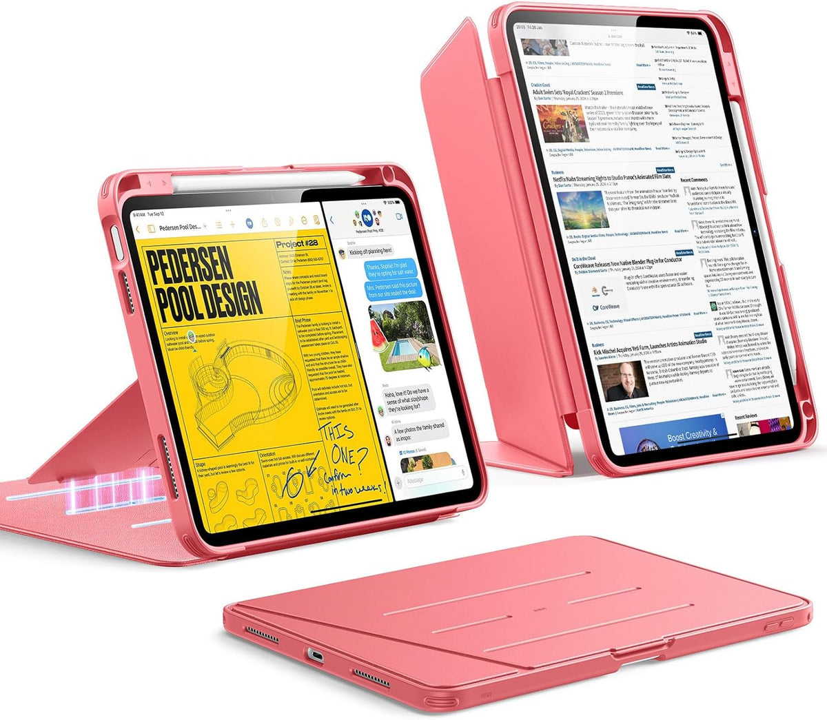 B0DS3YCRF2 | ESR for iPad (A16) 11th Generation Case, iPad (A16) 11th/10th Gen Case (2025/2022), Vertical Stand Cover, Multi Stand Angles, Ultra-Stable Cover with Pencil Holder, Flip Series, Red | Red | Image 1