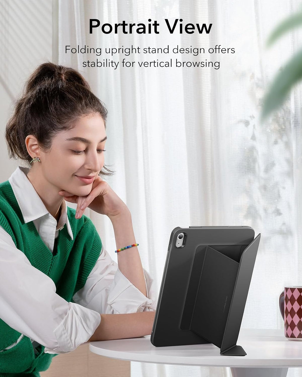 B0DS4HG1FZ | ESR Case for iPad 11th/10th Generation (2025/2022), Vertical Stand with Multiple Stand Angles, Ultra Stable, Flip Series, Black | Black | Image 6