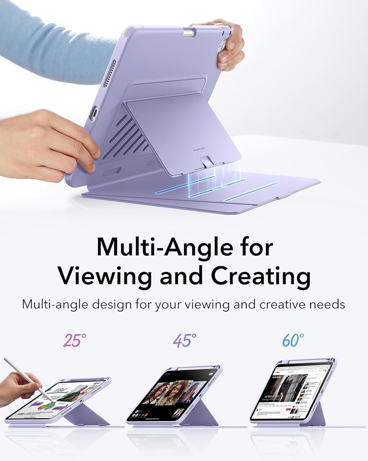 B0DS4KBYVF | ESR for iPad A16 Case, iPad 11th/10th Gen Case, Flip Series, Light Purple | Purple | Image 4