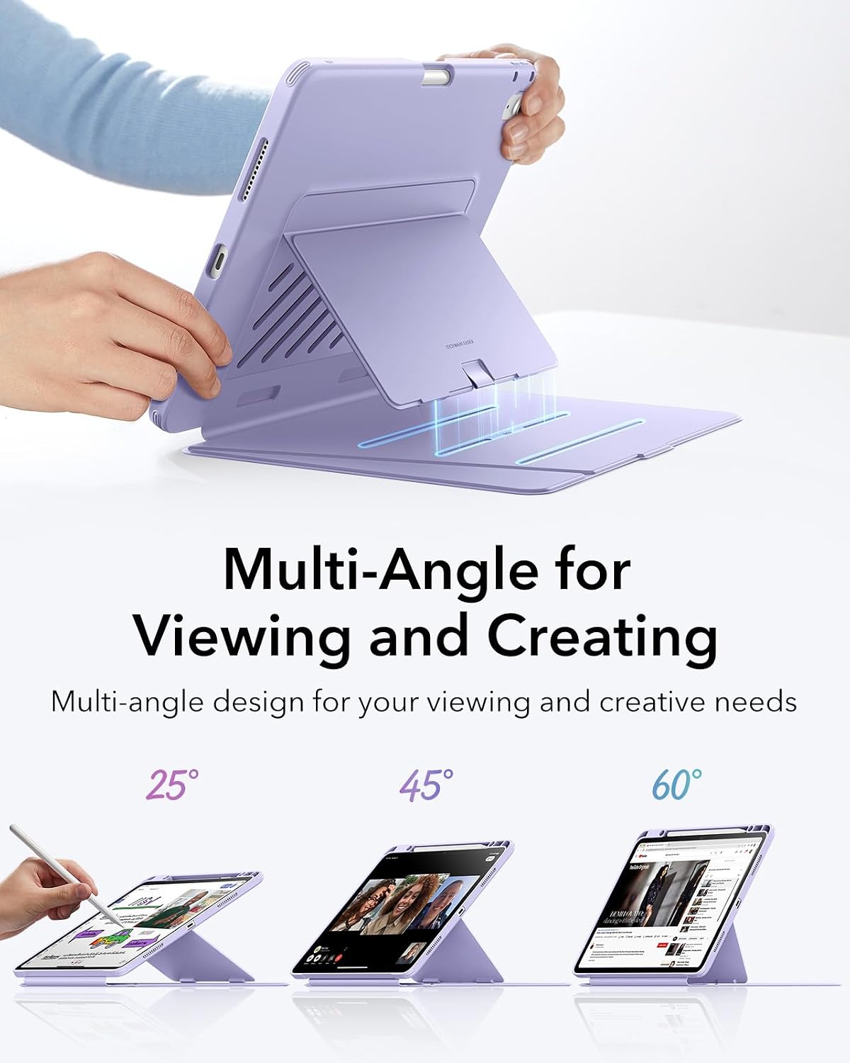 B0DS54RW5Z | ESR for iPad Air 13 Inch Case M4/M3/M2, Flip Series, Light Purple | Purple | Image 4