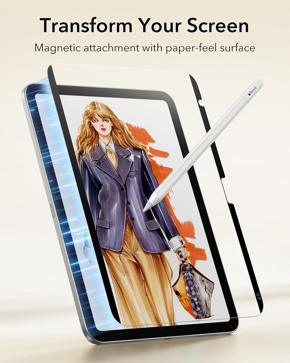 B0DSPKVPDL | ESR [2 Pack] Magnetic Paper Touch Screen Protector for iPad 11/10th Generation A16 (11/10.9", 2025/2022), Write and Draw Like Paper, Removable and Reusable, Compatible | Magnetic to paper touch | Image 3