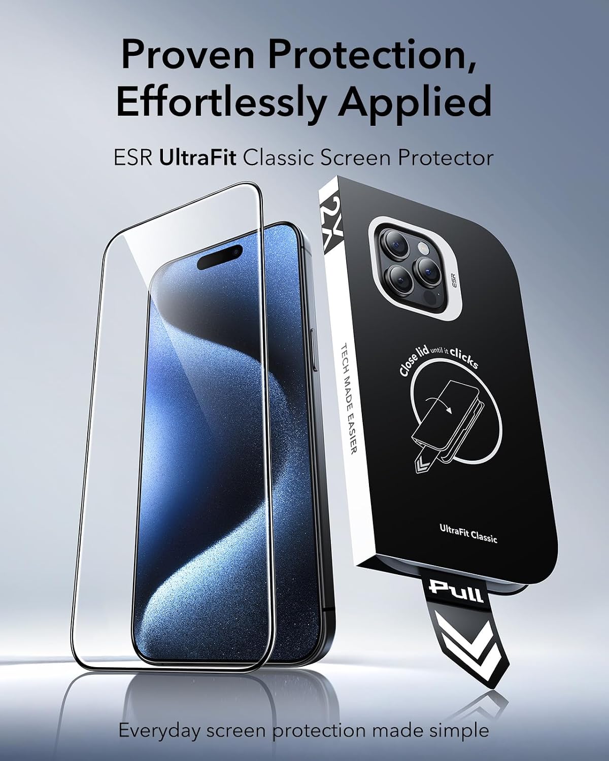 B0DTY33RST | ESR 3 Pack for iPhone 15 Pro Screen Protector, Classic | 3 Pack | Image 2