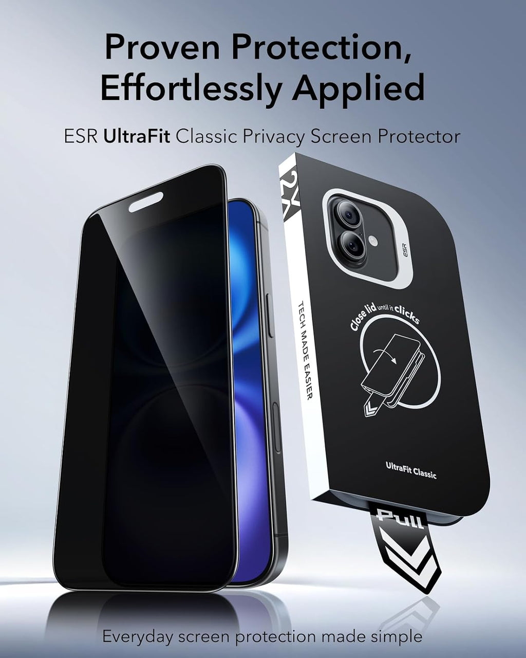 B0DTYDKPXZ | ESR Pack of 3 for iPhone 16 Plus/15 Plus for Tempered Glass Privacy Screen | Privacy Pack of 3 | Image 2