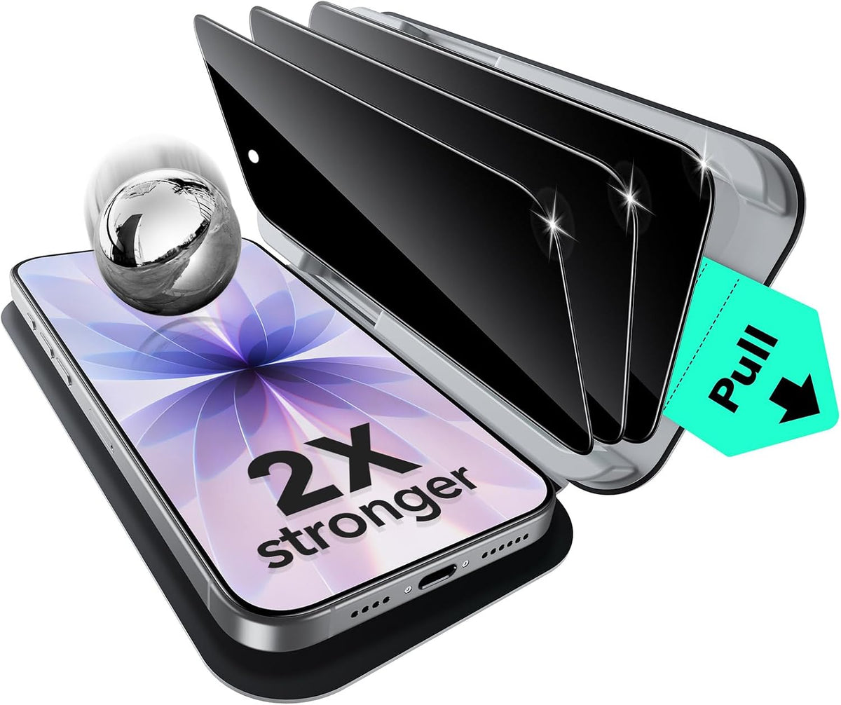 B0DTYJ9HML | ESR 3 Pack for iPhone 17/iPhone 16 Pro Privacy Screen Protector, Classic | 3 Pack Privacy | Image 1
