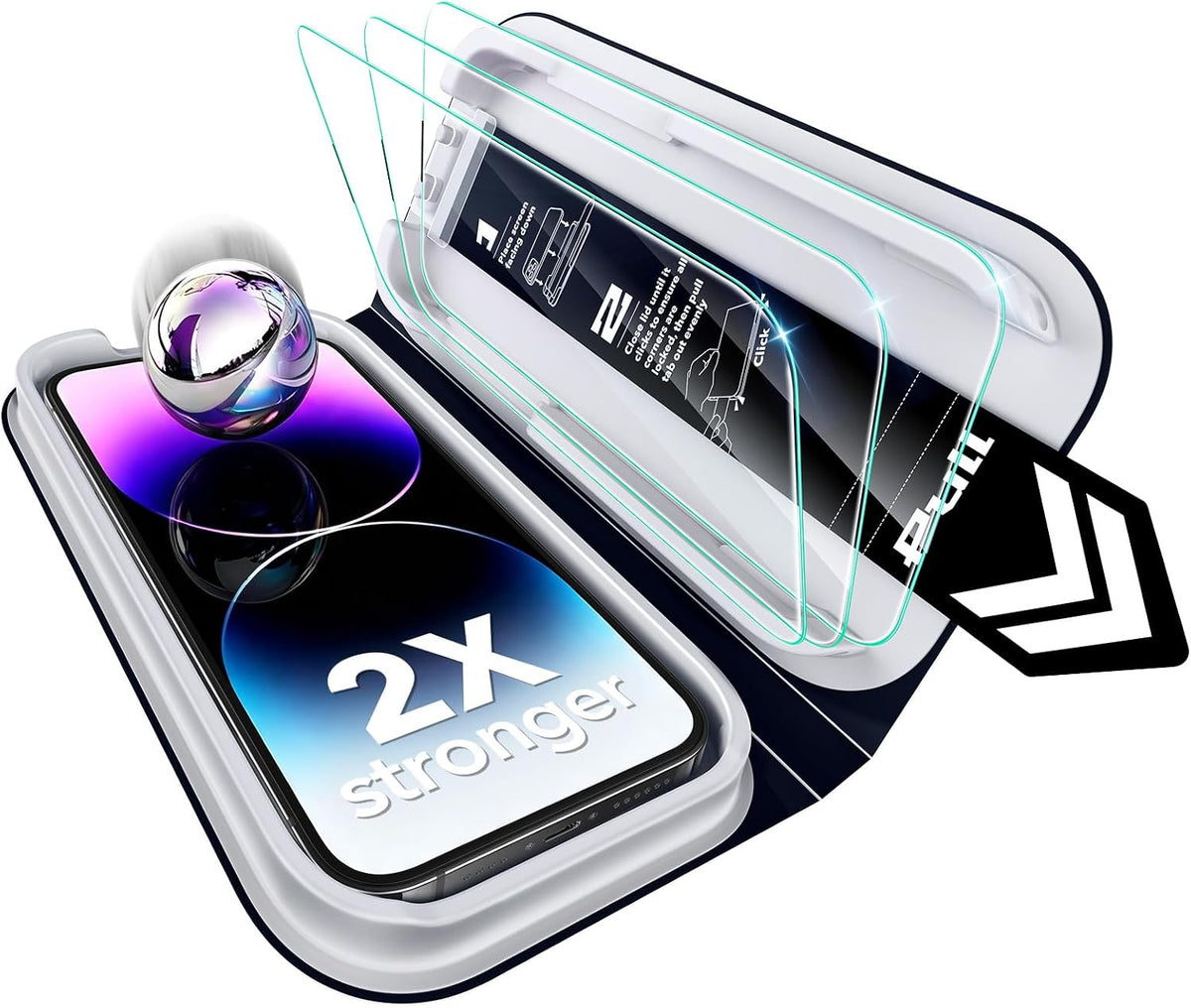 B0DTYP87L2 | ESR Tempered Glass for iPhone 14 Pro Max, Pack of 3, Military Protection, 9H Hardness, Full Surface Tempered Glass with UltraFit Tray, [3 Seconds Quick Installation] | iPhone 14 Pro Max / iPhone 14 Pro Max | Image 1