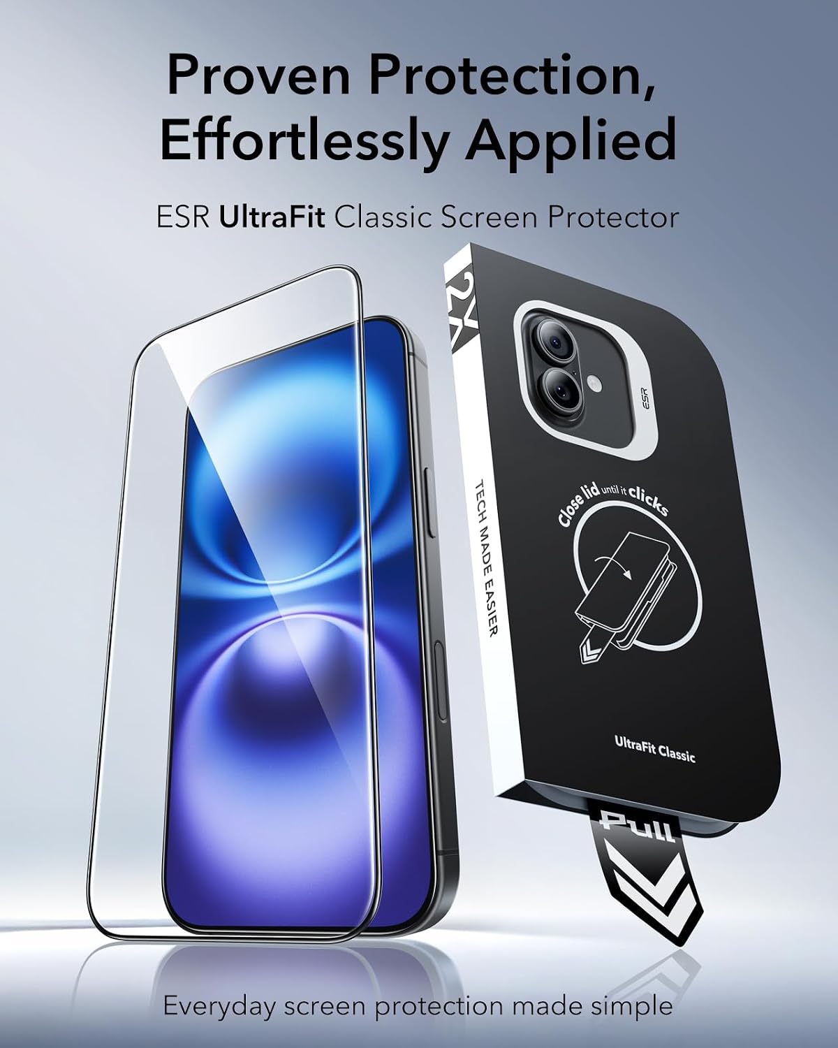 B0DTYPJLMR | ESR Pack of 3 for iPhone 16/iPhone 15 for Tempered Glass, Classic | 3 Items | Image 2