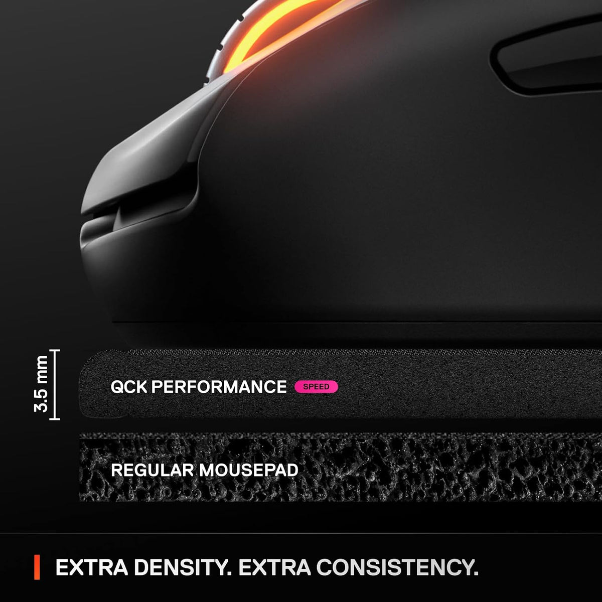 SteelSeries QcK L Performance Speed Gaming Mousepad — Extra Density for a Smooth Glide — Low-Profile Edge Stitching — Non-Slip Neoprene Rubber Base — 16.54 x 19.29 inch — FPS, MOBAs, RTS, MMO — product image 4