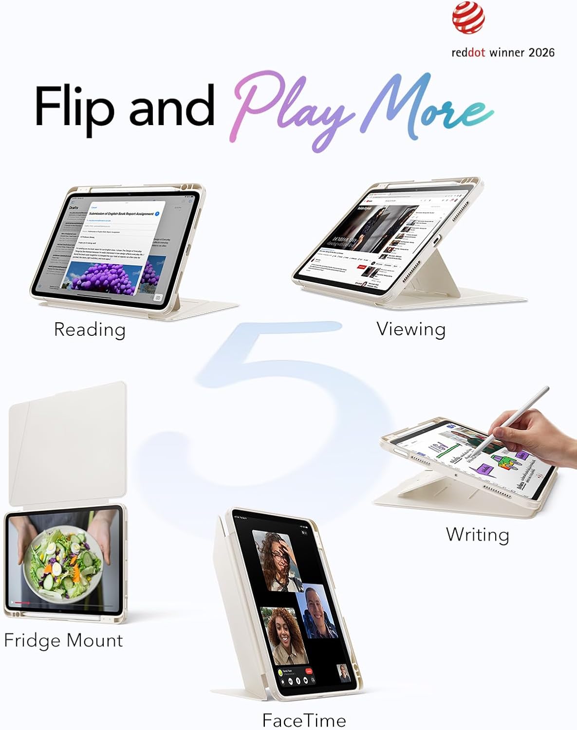 B0DS54D988 | ESR for iPad Air 11 Inch M4/M3/M2 Case, iPad Air 5th/4th Gen Case | Starlight | Image 11
