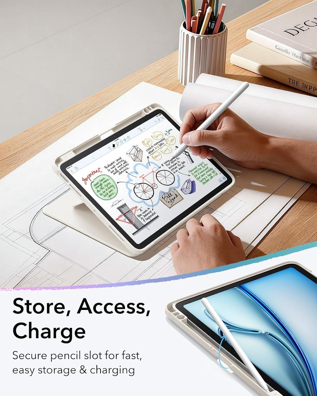 B0DS54D988 | ESR for iPad Air 11 Inch M4/M3/M2 Case, iPad Air 5th/4th Gen Case | Starlight | Image 15