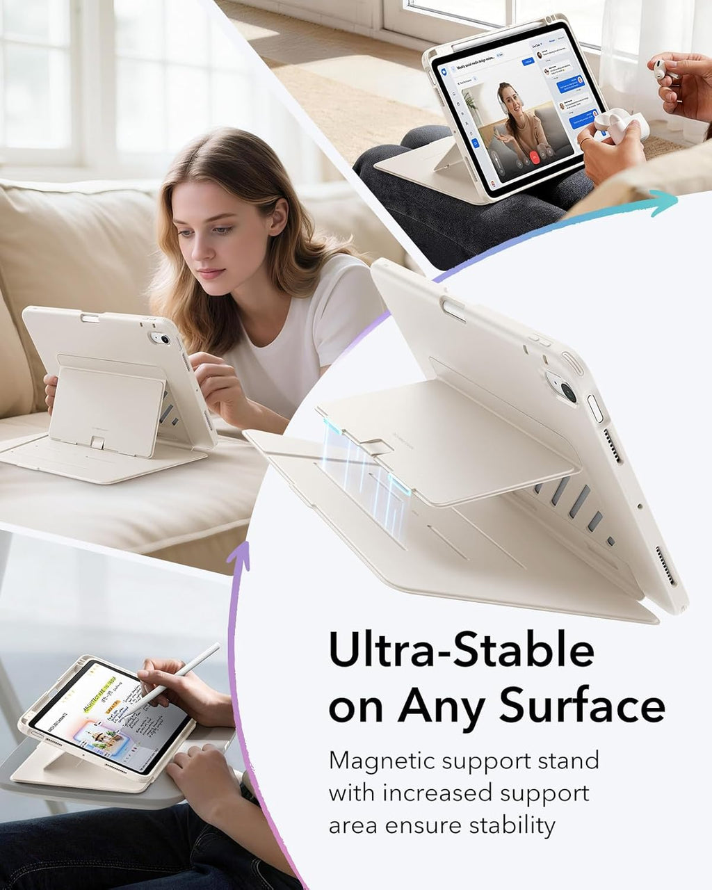 B0DS54D988 | ESR for iPad Air 11 Inch M4/M3/M2 Case, iPad Air 5th/4th Gen Case | Starlight | Image 13
