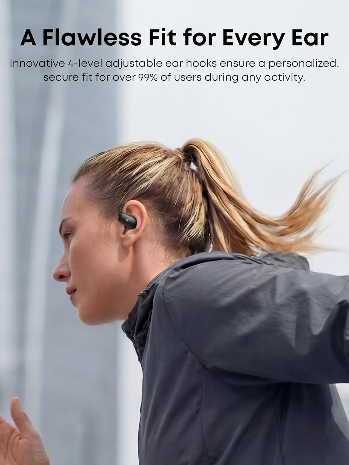 B0DZVDP7Q3 | soundcore V40i by Anker, Open-Ear Headphones, Crystal Clear Design, 4 Adjustable Positions for Every Ear Size, Richer Bass, IP55, 21-Hour Playtime, AI Clear Calls, Bluetooth 5.4, App Control | Black | Image 2