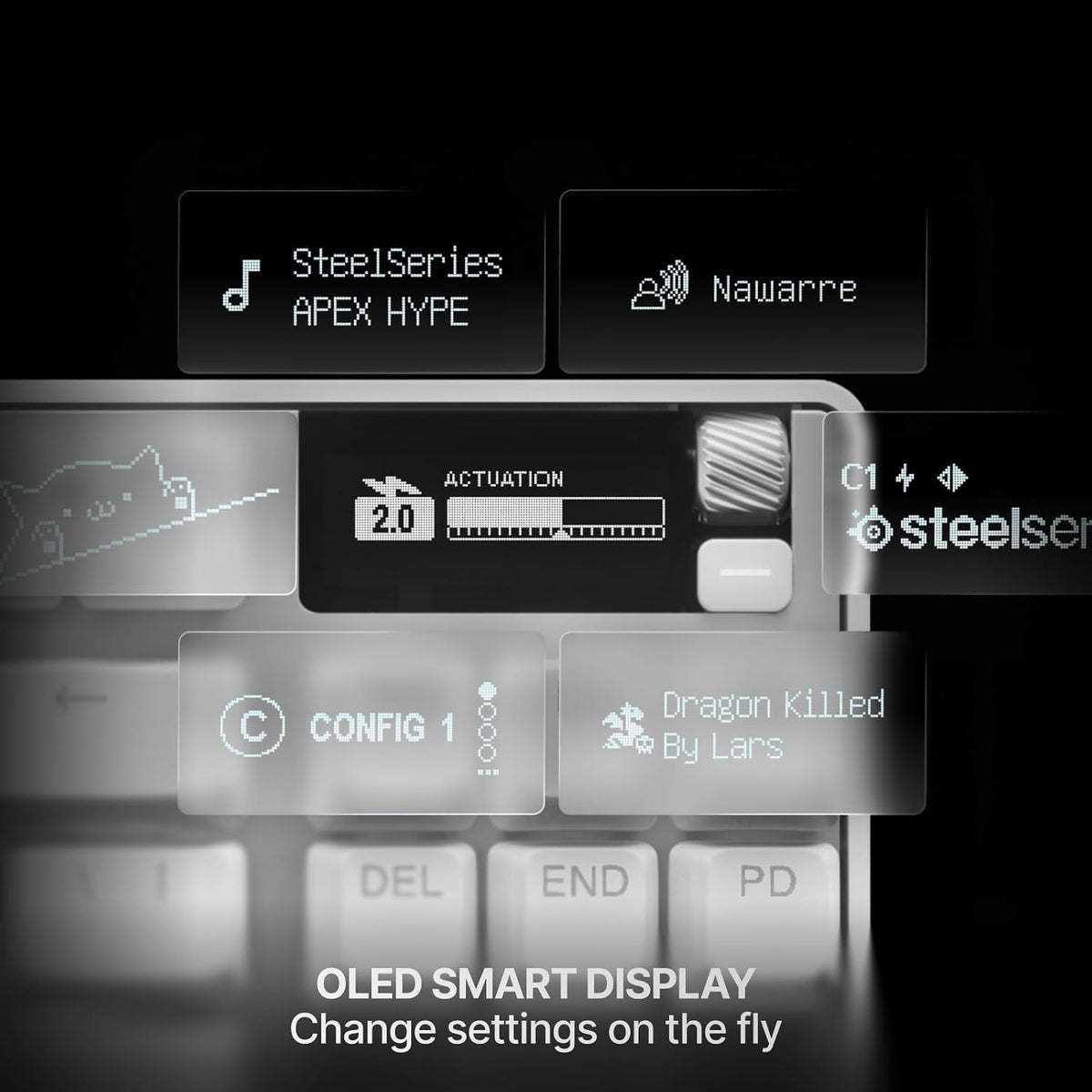 SteelSeries Apex Pro TKL Gen 3 White OmniPoint 3.0 Switches — Adjustable Actuation — Rapid Trigger — Game-Ready Presets — Protection Mode — Rapid Tap/SOCD — OLED — RGB — PBT Keycaps — USB-C — product image 4