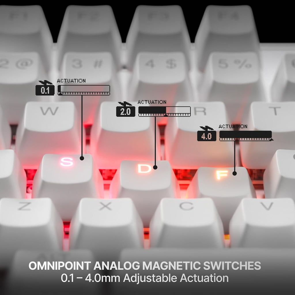 SteelSeries Apex Pro TKL Gen 3 White OmniPoint 3.0 Switches — Adjustable Actuation — Rapid Trigger — Game-Ready Presets — Protection Mode — Rapid Tap/SOCD — OLED — RGB — PBT Keycaps — USB-C — product image 6